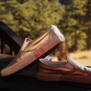 Gold Vans Slipons
